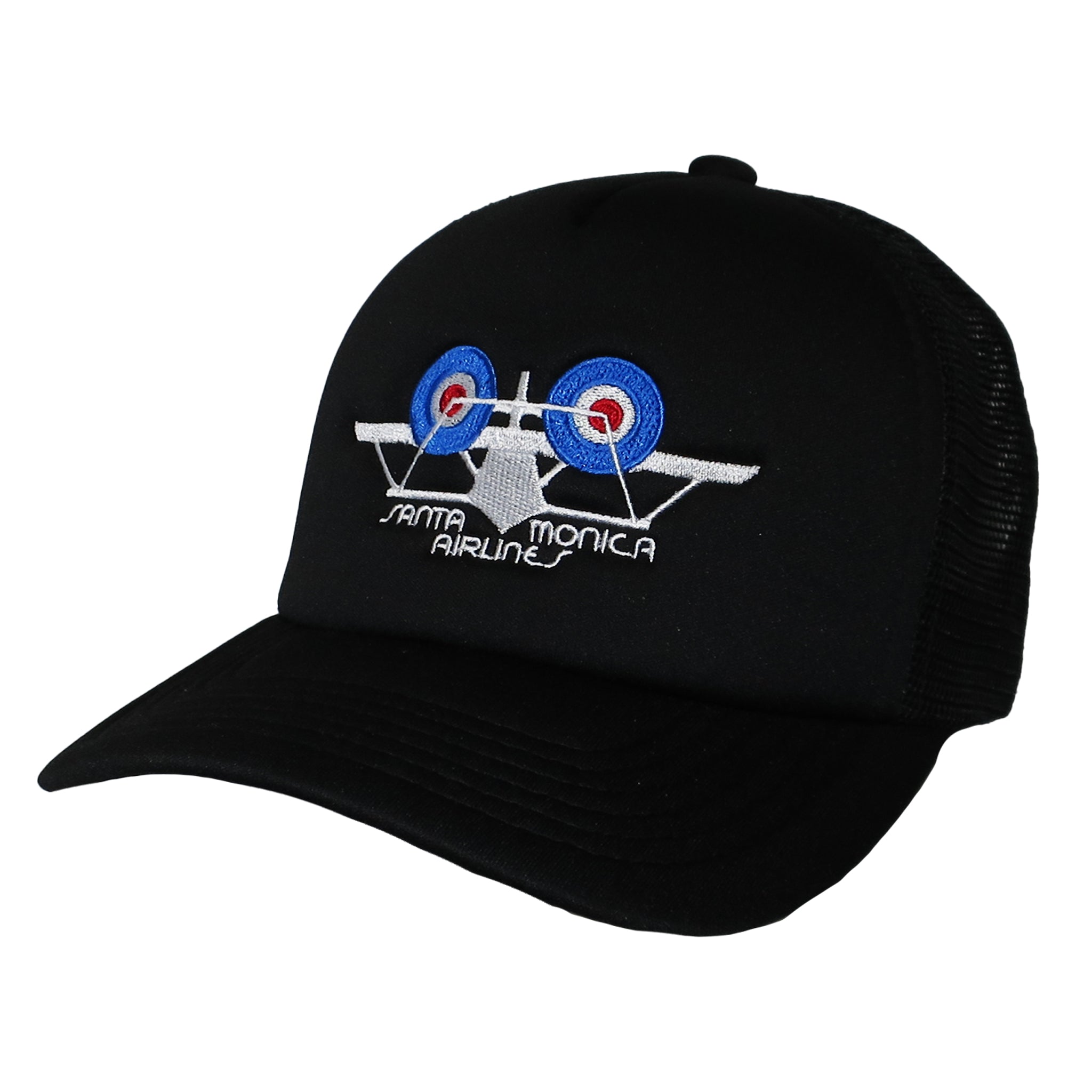 SMA AIR PLANE LOGO TRACKER CAP BLACK 【 サンタモニカ エアライン