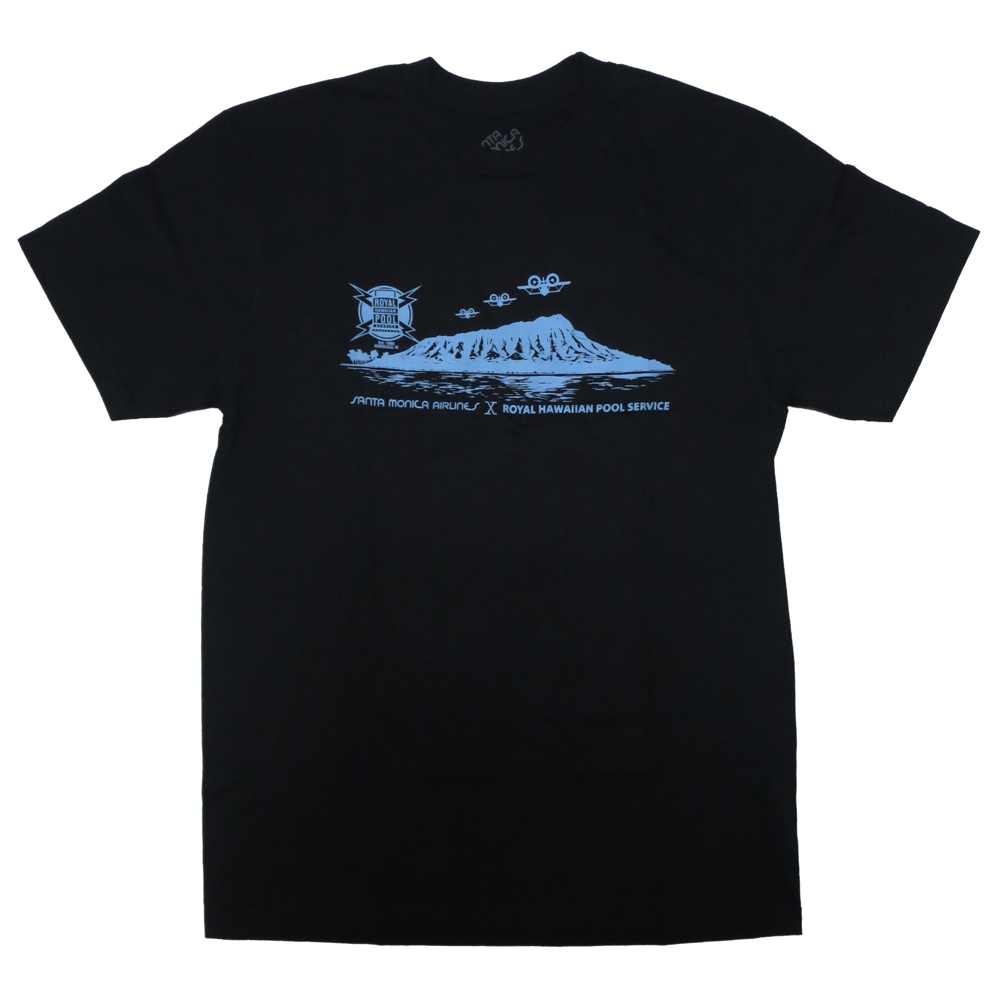 SMA × ROYAL HAWAIIAN POOL SERVICE T-SHIRTS BLACK 【 サンタ