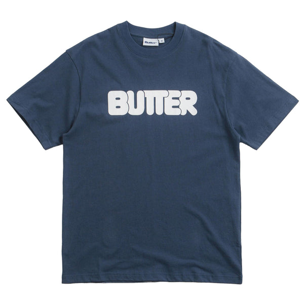 BUTTER GOODS ROUNDED LOGO T‐SHIRT DENIM 【 バター グッズ ラウンド ロゴ Tシャツ デニム 】