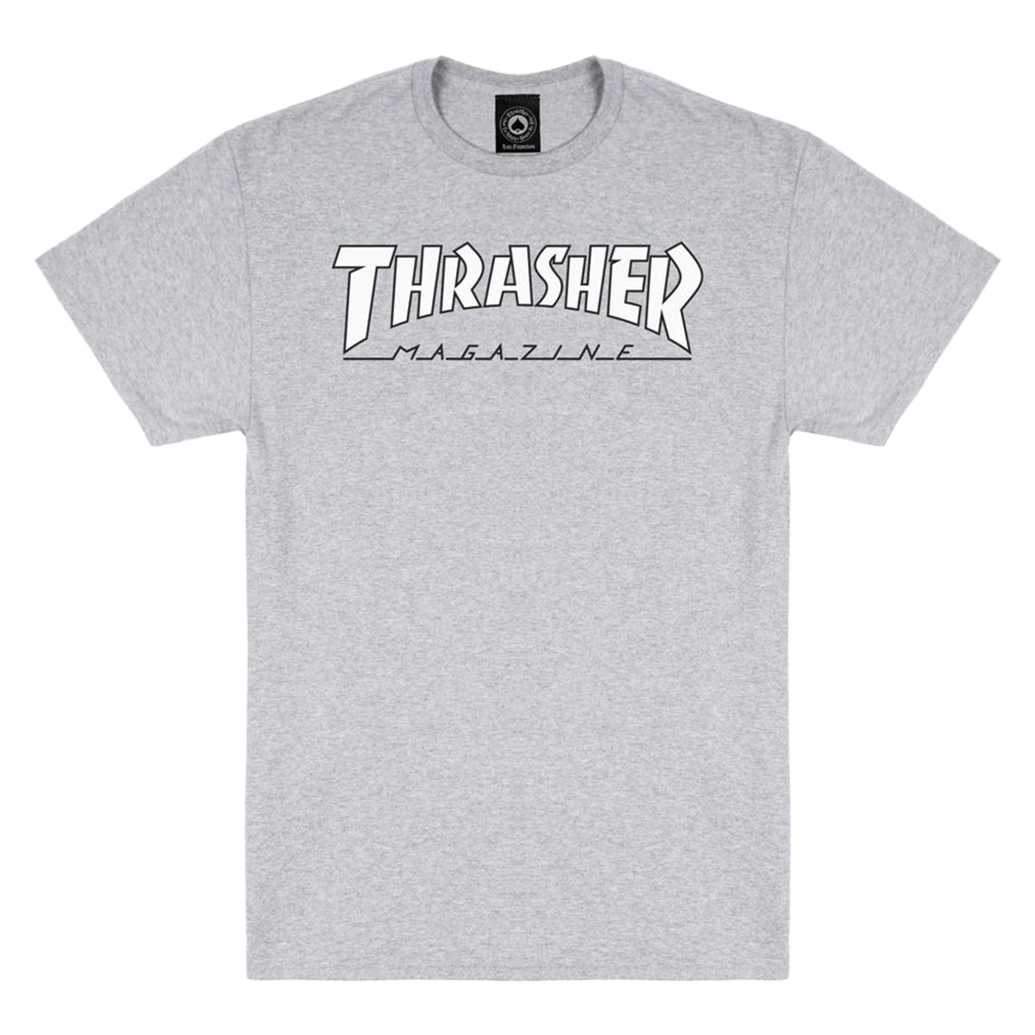 THRASHER OUTLINED GREY / WHITE T-SHIRTS 【 スラッシャー 