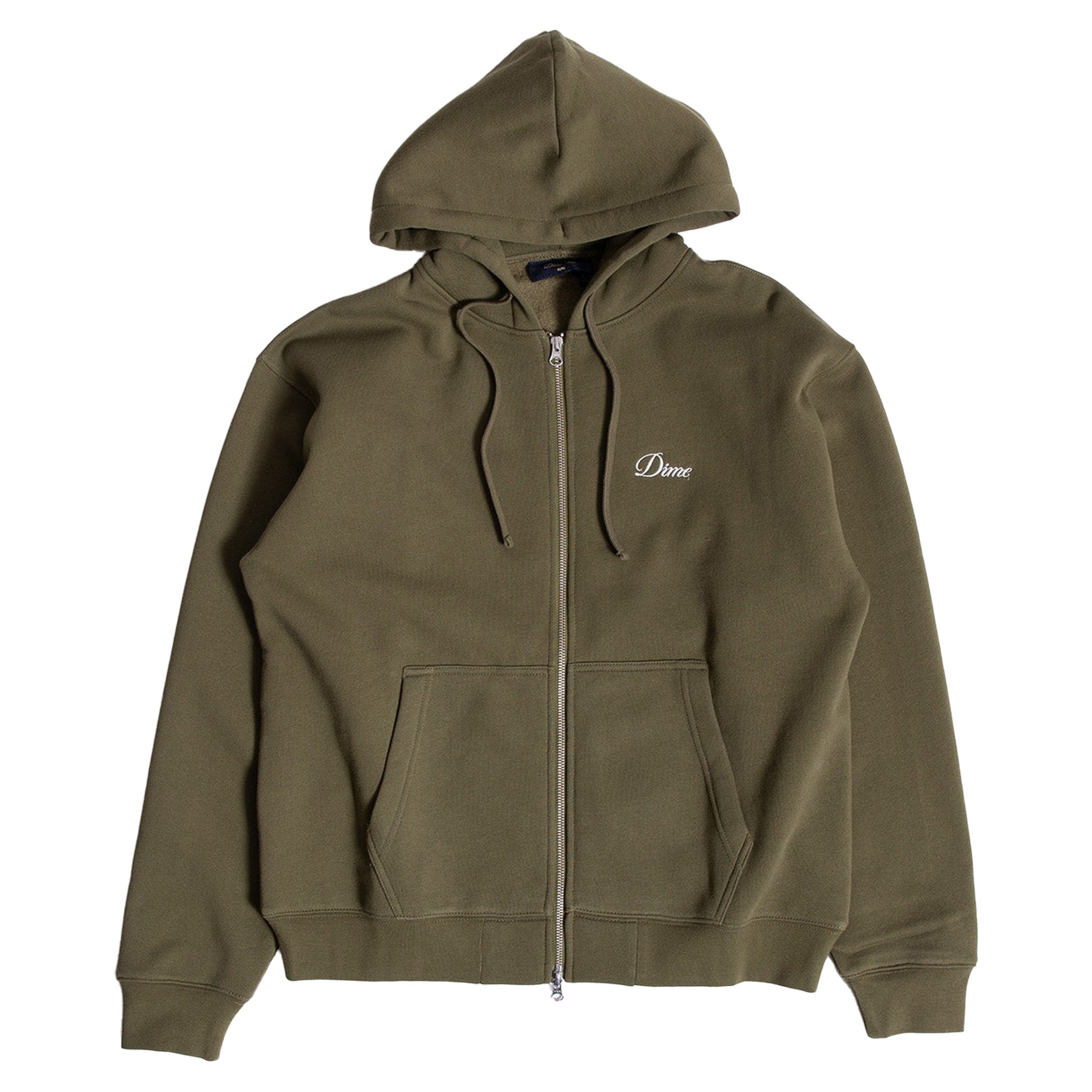 DIME CURSIVE ZIP HOODIE DARK OLIVE 【 ダイム カーシブ ジップ