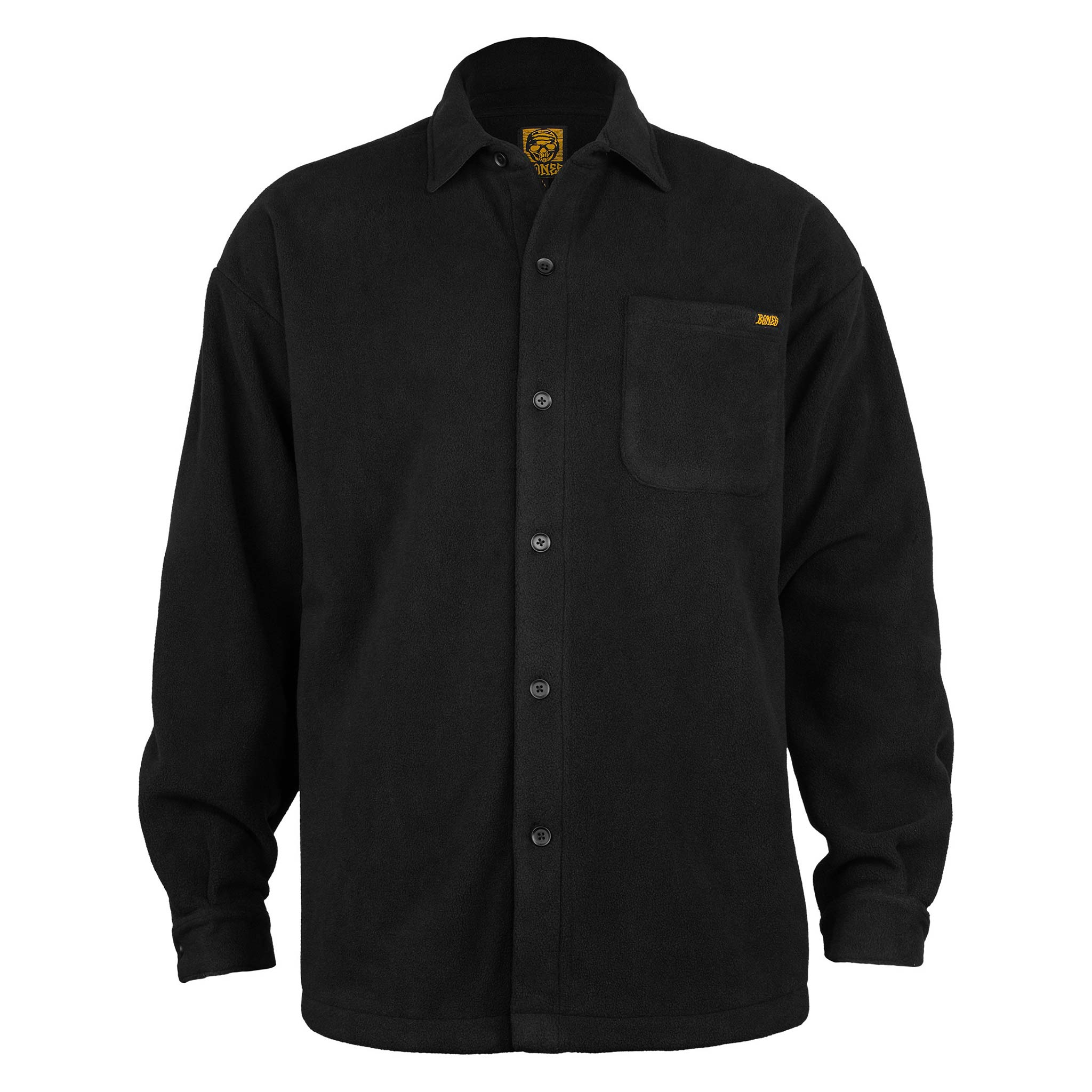 BONES BLACK ＆ GOLD BUTTON UP FLEECE JACKET BLACK 【 ボーンズ