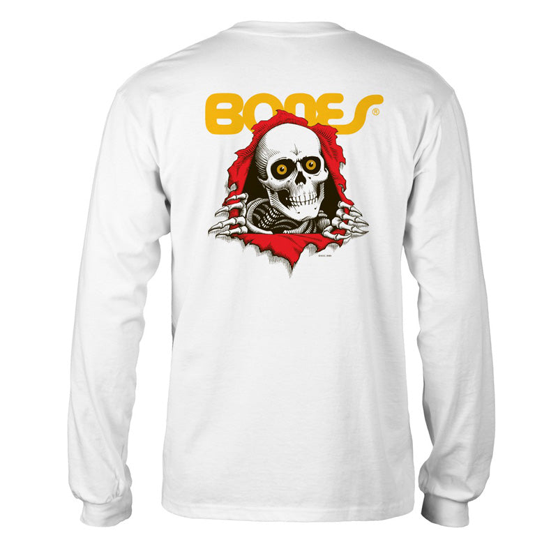 POWELL-PERALTA BONES RIPPER LONG SLEEVE T-SHIRTS WHITE 【 パウエル