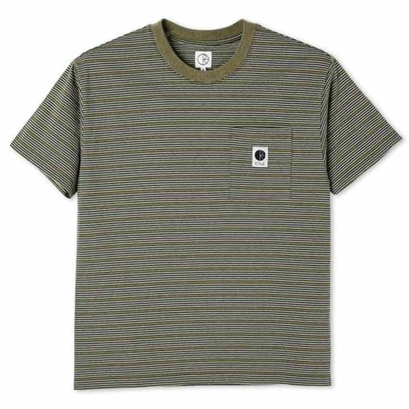 POLAR SKATE CO. STRIPE POCKET TEE ARMY GREEN 【 ポーラー ストライプ ポケット ティー アーミー  グリーン 】