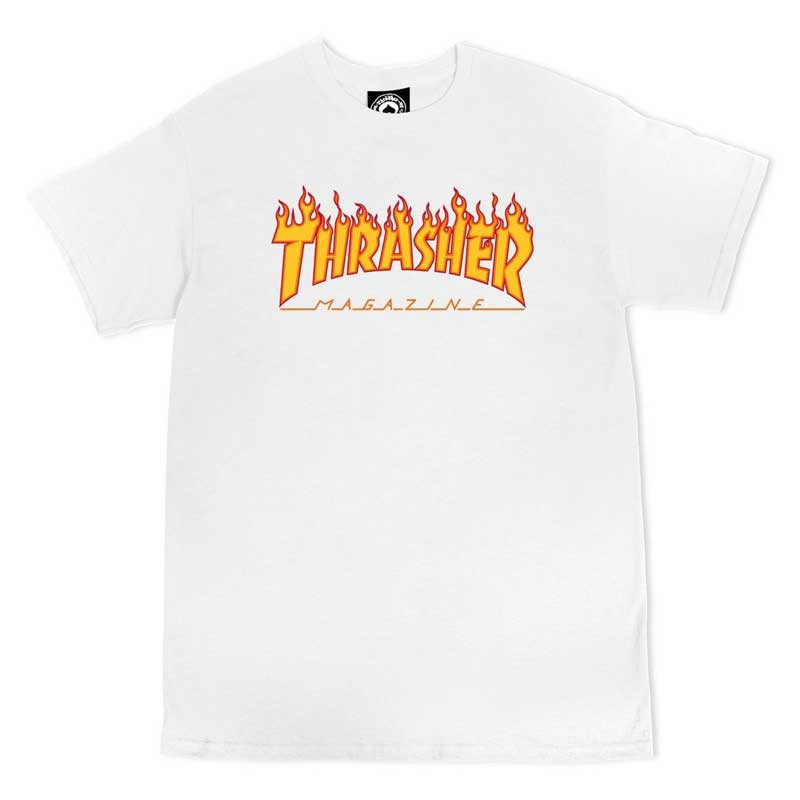 THRASHER FLAME LOGO WHITE T-SHIRTS 【 スラッシャー フレイム ロゴ