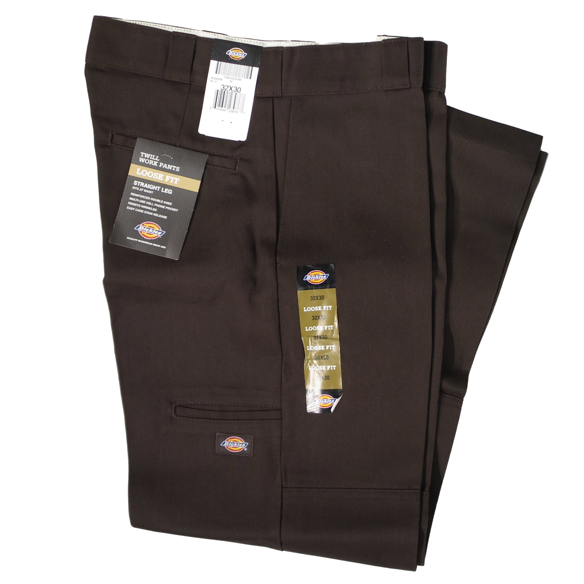 DICKIES LOOSE FIT DOUBLE KNEE WORK PANTS DARK BROWN
