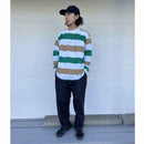 MAGENTA AUTUMN STRIPES PIQU? LS TEE WHITE【 マゼンタ オータム ストライプ ピケ ロングスリーブ Tシャツ ホワイト 】
