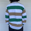 MAGENTA AUTUMN STRIPES PIQU? LS TEE WHITE【 マゼンタ オータム ストライプ ピケ ロングスリーブ Tシャツ ホワイト 】