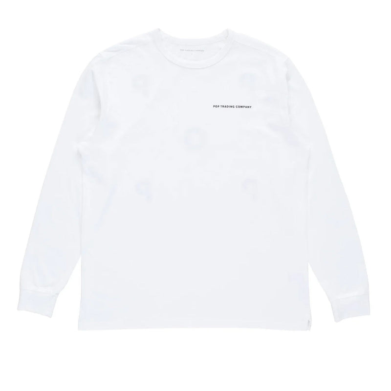 POP TRADING COMPANY POP LOGO LONGSLEEVE WHITE【 ポップ ロゴ ロング