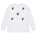 POP TRADING COMPANY POP LOGO LONGSLEEVE WHITE【 ポップ ロゴ ロングスリーブ ホワイト 長袖 】