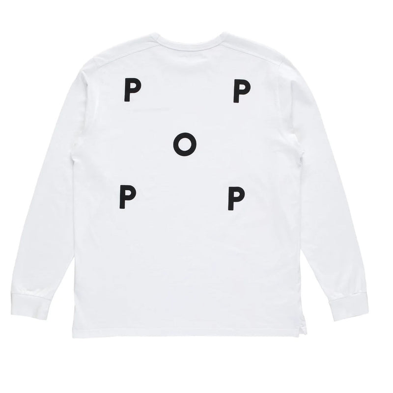 POP TRADING COMPANY POP LOGO LONGSLEEVE WHITE【 ポップ ロゴ ロング 