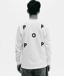 POP TRADING COMPANY POP LOGO LONGSLEEVE WHITE【 ポップ ロゴ ロングスリーブ ホワイト 長袖 】