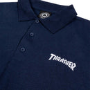 THRASHER EMBROIDERED THRASHER LOGO NAVY BLUE POLO SHIRTS 【 スラッシャー イムブロイダード スラッシャー ロゴ ネイビー ブルー ポロ シャツ 】