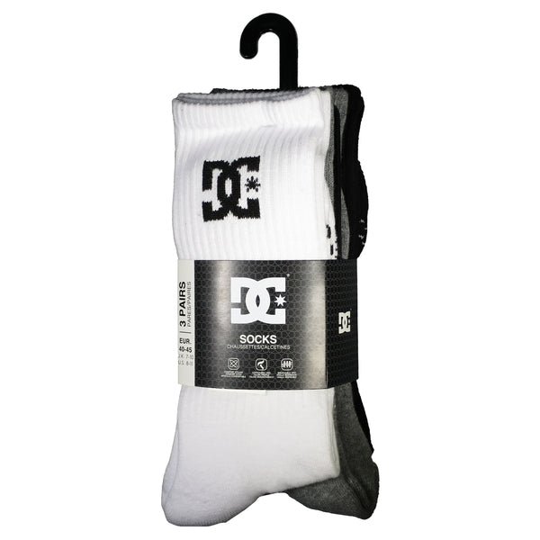 DC SHOES DC CREW 3PK SOCKS BLACK / WHITE / GREY【  ディーシー シューズ  ディーシー クルー 3pk ソックス 】