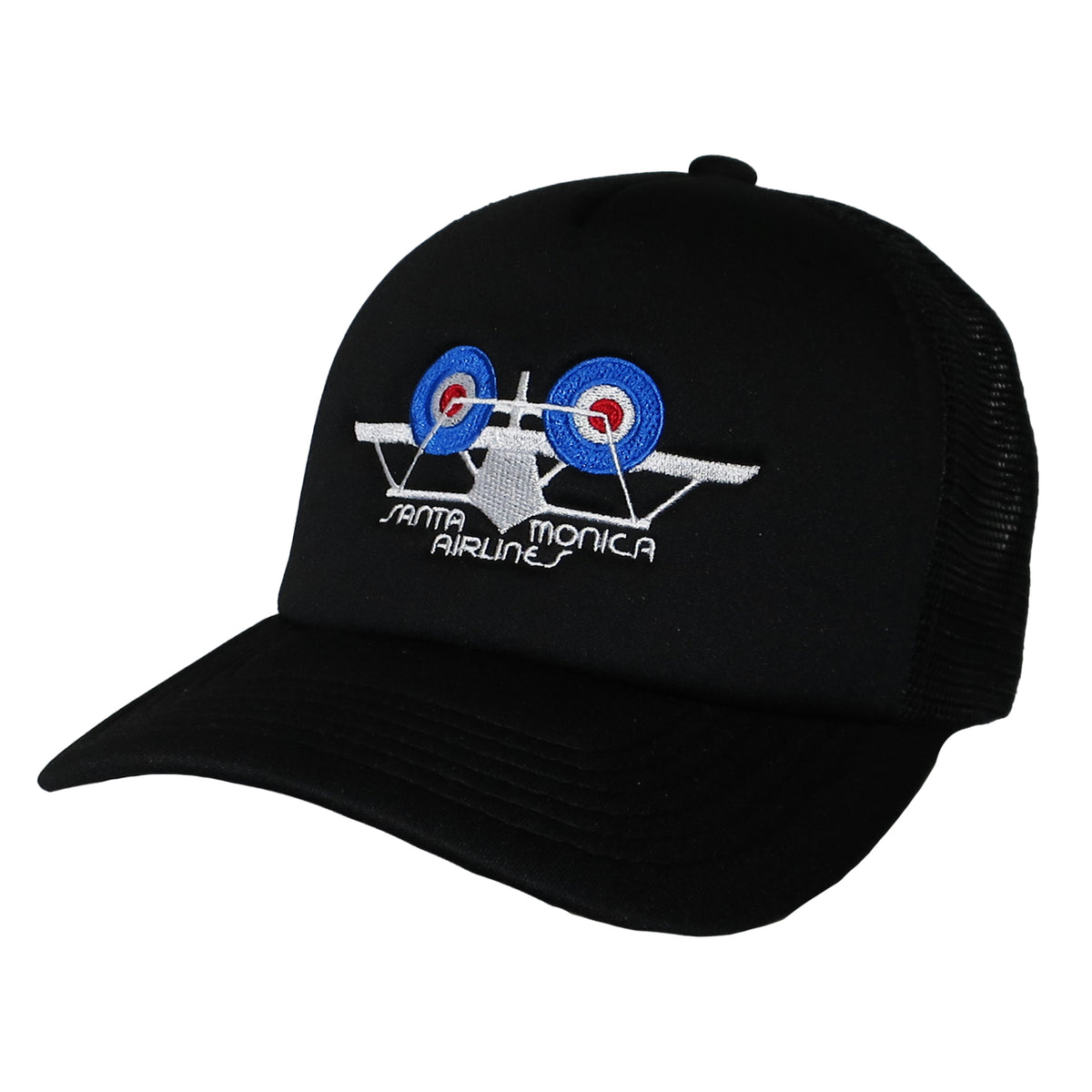 SMA AIR PLANE LOGO TRACKER CAP BLACK 【 サンタモニカ エアライン