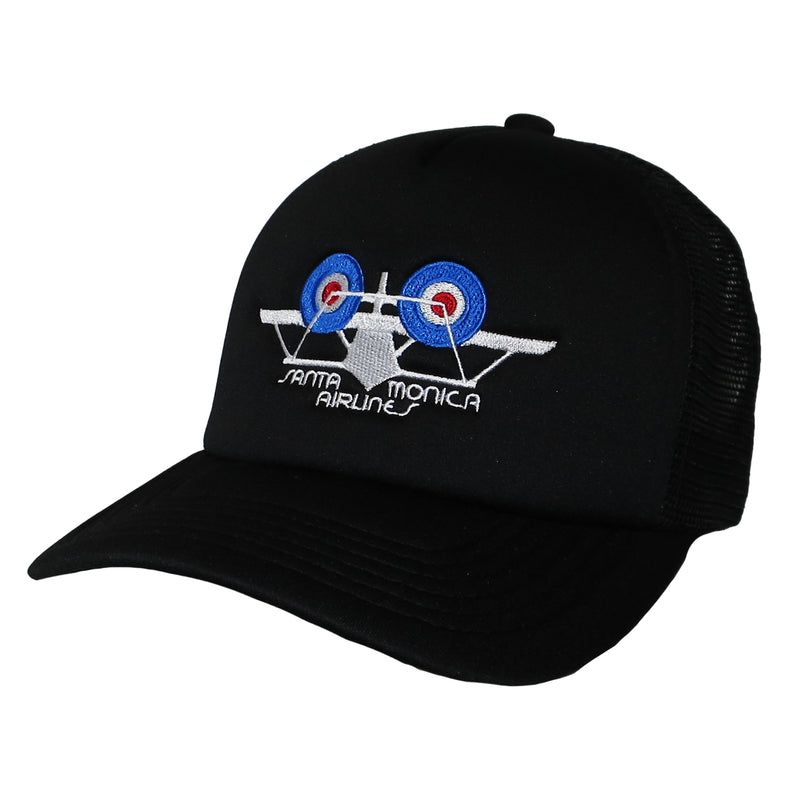 SMA AIR PLANE LOGO TRACKER CAP BLACK 【 サンタモニカ エアライン エア プレイン ロゴ メッシュ キャップ ブラック 】