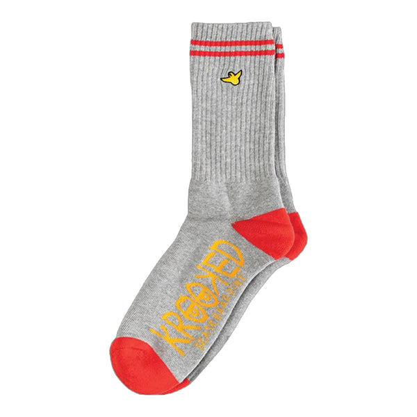 KROOKED SHMOO EMB SOCK GRAY / RED / GOLD 【 クルキッド シュムー EMB ソックス  】