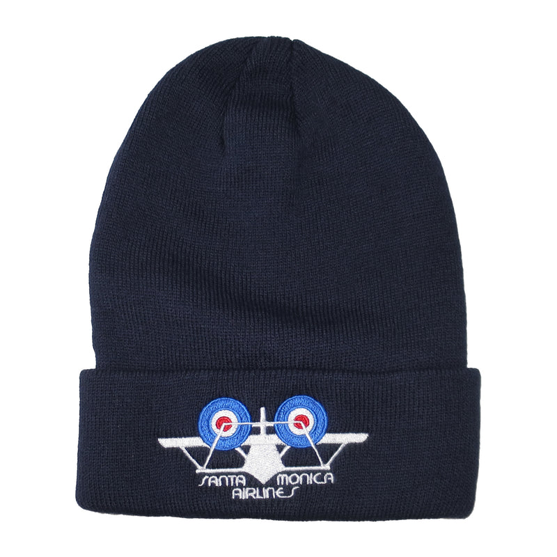 SMA AIR PLANE LOGO PATCH ACRYLIC BEANIE NAVY【 サンタモニカ エアライン エア プレイン ロゴ パッチ アクリル ビーニー ネイビー 】