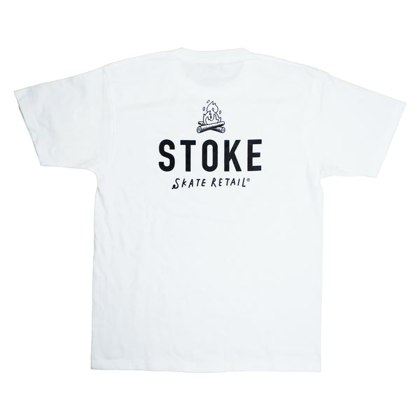 STOKE BONFIRE CREW  T-SHIRTS WHITE / BLACK 【 ストーク ボン ファイヤー クルー Tシャツ ホワイト / ブラック 】