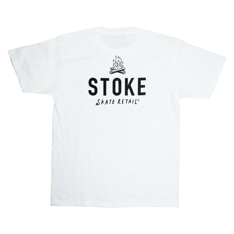 STOKE BONFIRE CREW  T-SHIRTS WHITE / BLACK 【 ストーク ボン ファイヤー クルー Tシャツ ホワイト / ブラック 】