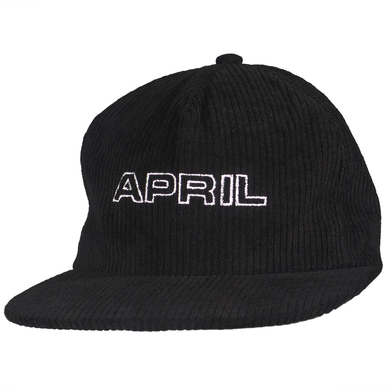APRIL LOGO OUTLINE CORD 6-PANEL HAT BLACK【 エイプリル ロゴ アウトライン コード 6 パネル ハット ブラック 】