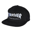 THRASHER MAGAZINE LOGO CORDUROY SNAPBACK CAP BLACK 【 スラッシャー マガジン ロゴ コーデュロイ スナップバック キャップ ブラック 】