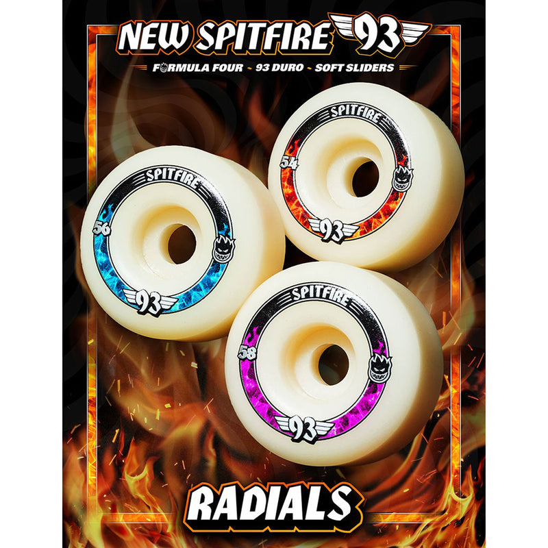 SPITFIRE FORMULA FOUR RADIALS 93D SOFT SLIDERS 54mm 【 スピットファイヤー F4 ラディアル 93d ソフト スライダーズ 】