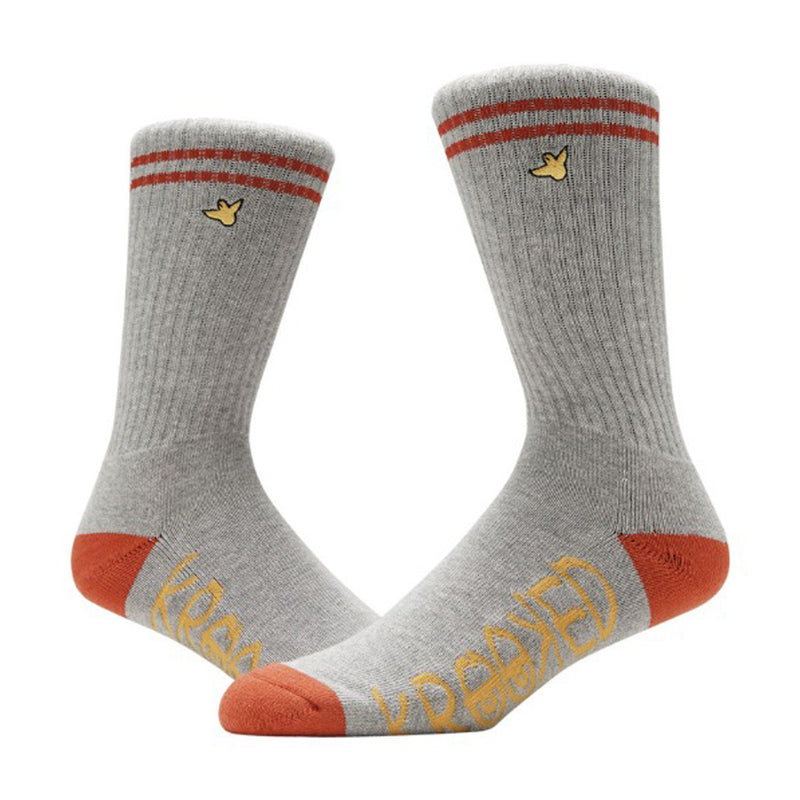 KROOKED SHMOO EMB SOCK GRAY / RED / GOLD 【 クルキッド シュムー EMB ソックス  】