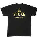 STOKE BONFIRE CREW  T-SHIRTS BLACK / EGG TART 【 ストーク ボン ファイヤー クルー Tシャツ ブラック / エッグタルト 】