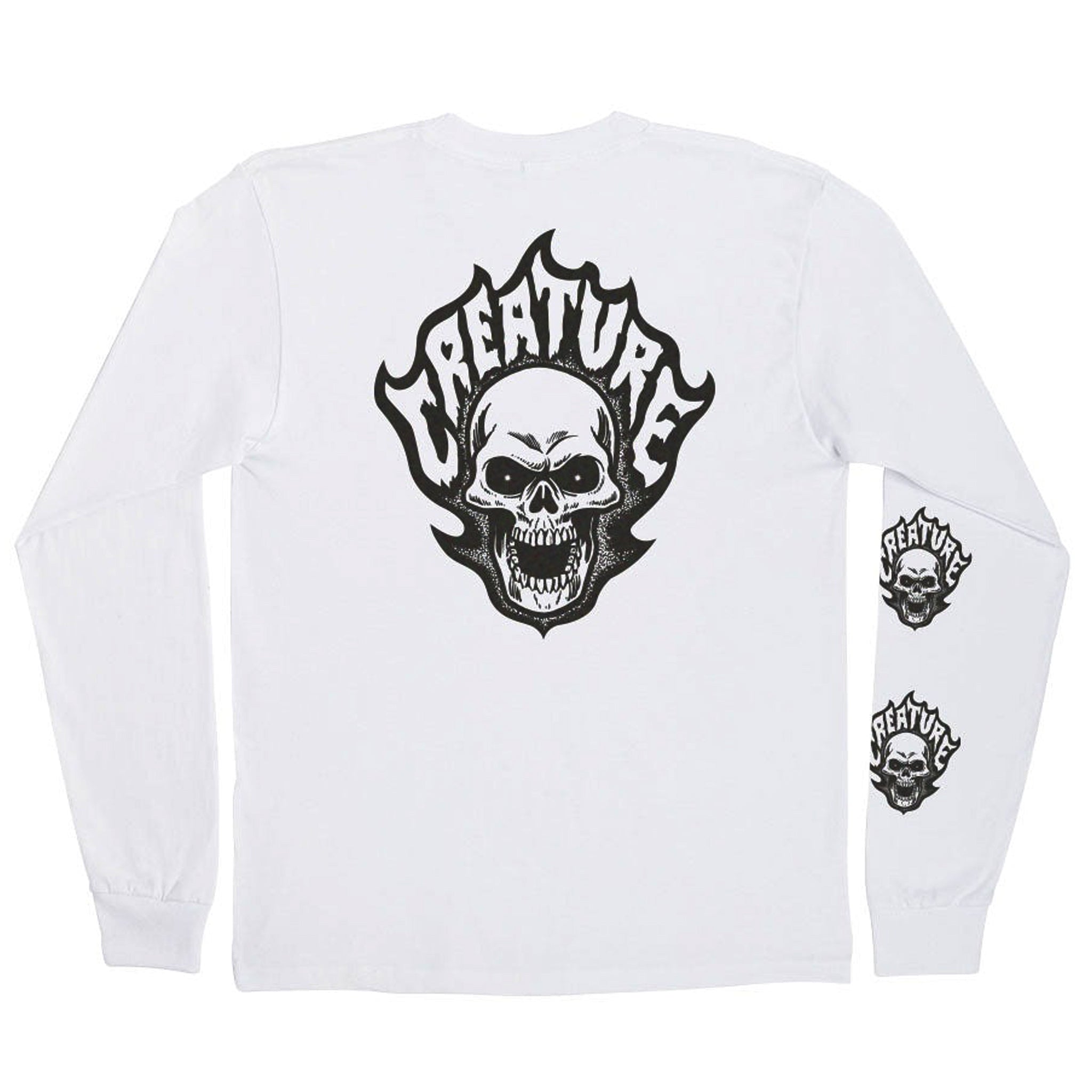 CREATURE BONEHEAD FLAME L/S T-SHIRTS WHITE【 クリーチャー ボーンヘッド フレーム ブラック 長袖
