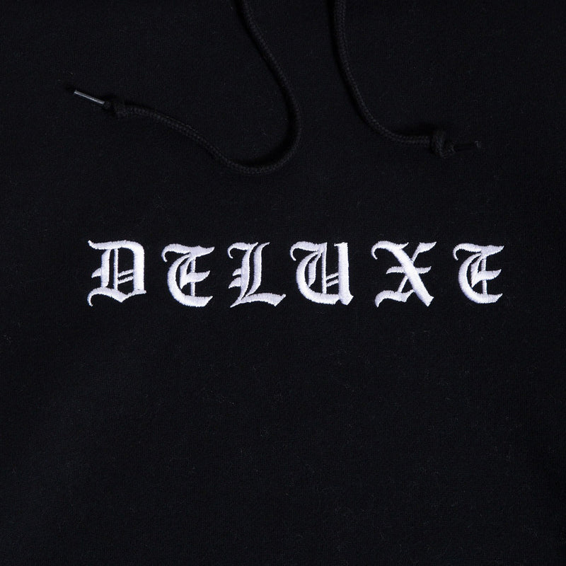 DLXSF OLD ENGLISH LOGO HOODIE BLACK 【 デラックス オールド イングリッシュ ロゴ フーディー ブラック 】