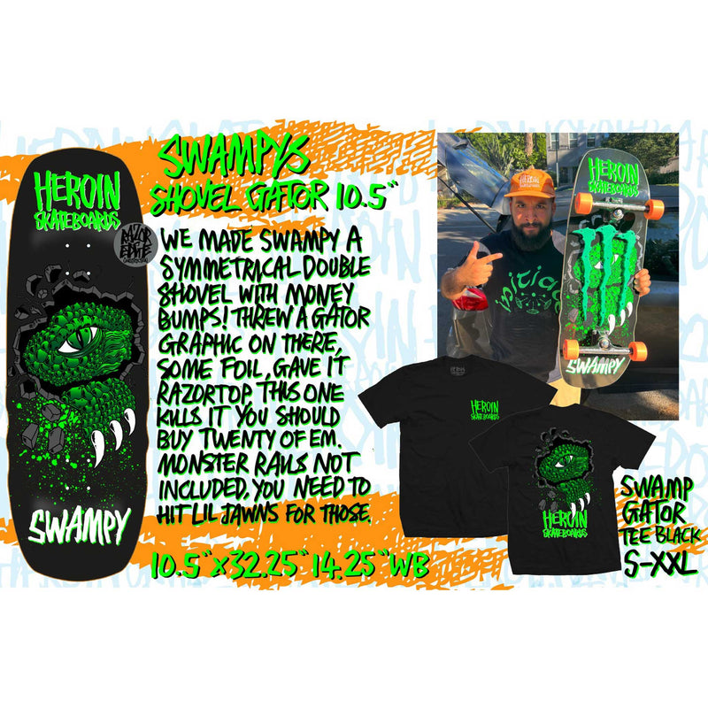 HEROIN SWAMP GATOR TEE BLACK【 ヘロイン スワンプ ゲイターTシャツ ブラック 】