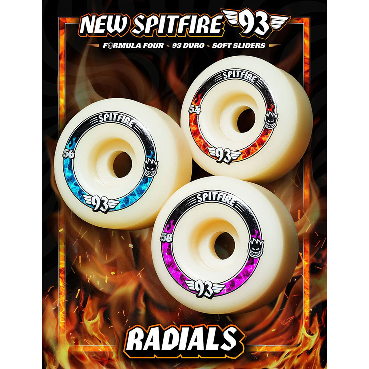SPITFIRE FORMULA FOUR RADIALS 93D SOFT SLIDERS 58mm 【 スピット