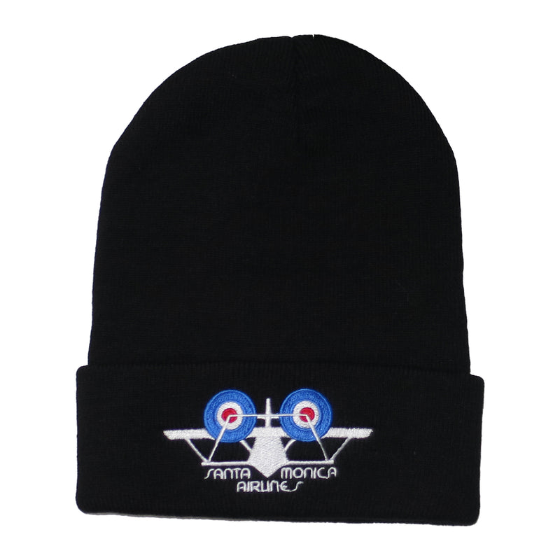 SMA AIR PLANE LOGO PATCH ACRYLIC BEANIE BLACK【 サンタモニカ エアライン エア プレイン ロゴ パッチ アクリル ビーニー ブラック 】