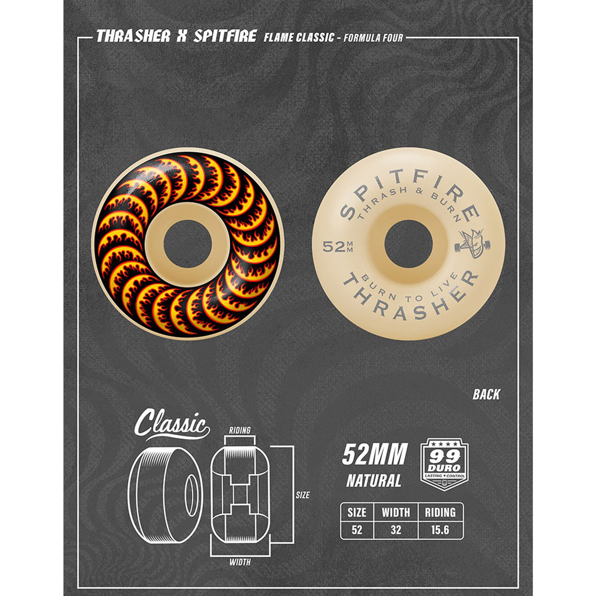 SPITFIRE x THRASHER F4 CLASSIC FLAME 99D 52mm 【 スピット