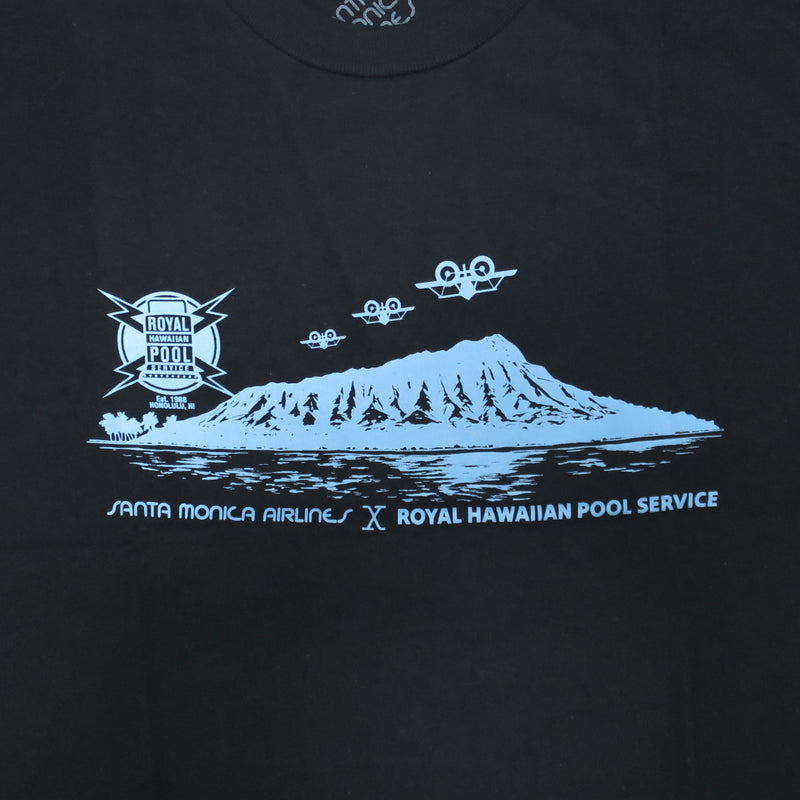 SMA × ROYAL HAWAIIAN POOL SERVICE T-SHIRTS BLACK 【 サンタモニカ エアライン × ロイヤル ハワイアン サービス Tシャツ ブラック 】
