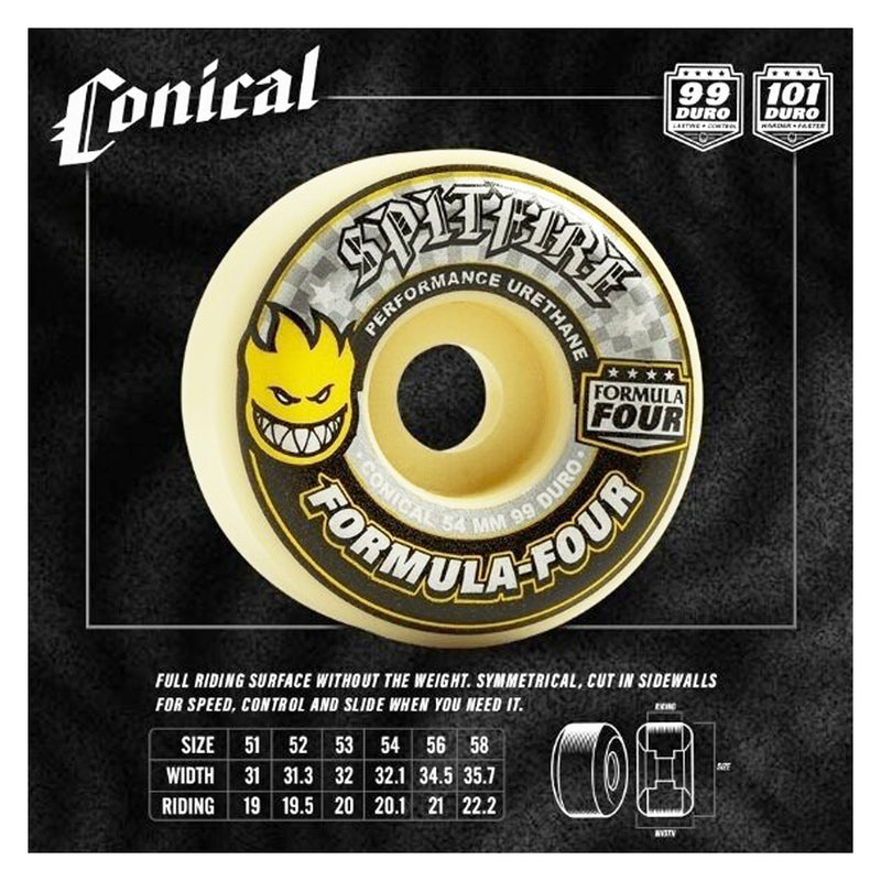 SPITFIRE FORMULA FOUR CONICAL YELLOW PRINT 99A 53mm 【 スピットファイヤー F4 コニカル イエロー プリント ウィール 】