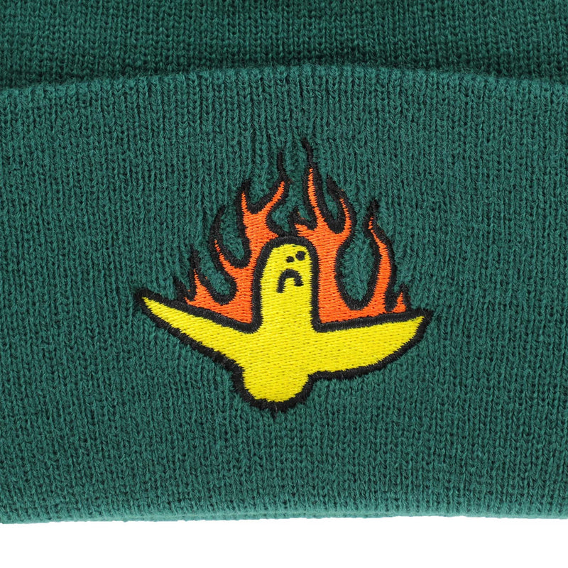 KROOKED FIRE BIRD CUFF BEANIE DARK GREEN 【 クルキッド ファイヤー バード カフ ビーニー 】