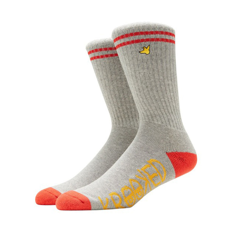 KROOKED SHMOO EMB SOCK GRAY / RED / GOLD 【 クルキッド シュムー EMB ソックス  】