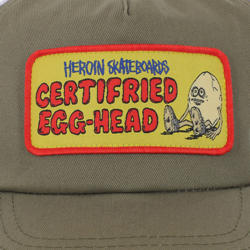 HEROIN CERTIFRIED OLIVE TRUCKER HAT【 ヘロイン サーティファイド オリーブ トラッカー ハット 】