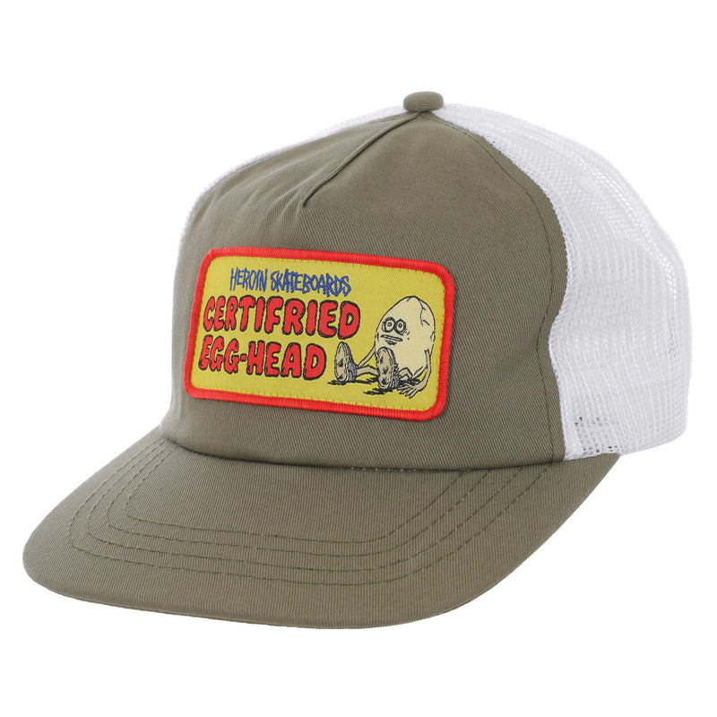 HEROIN CERTIFRIED OLIVE TRUCKER HAT【 ヘロイン サーティファイド オリーブ トラッカー ハット 】