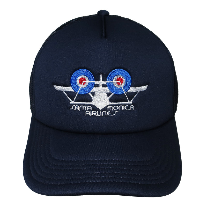 SMA AIR PLANE LOGO TRACKER CAP NAVY 【 サンタモニカ エアライン エア プレイン ロゴ メッシュ キャップ ネイビー 】