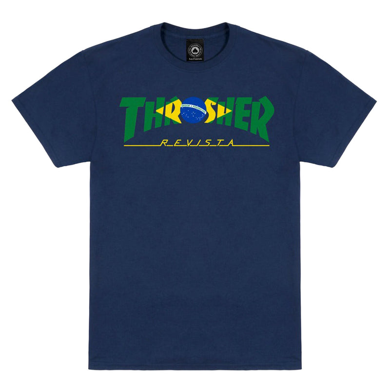 THRASHER BRAZIL REVISTA NAVY BLUE T-SHIRTS 【 スラッシャー ブラジル レビスタ ネイビー ブルー Tシャツ 】