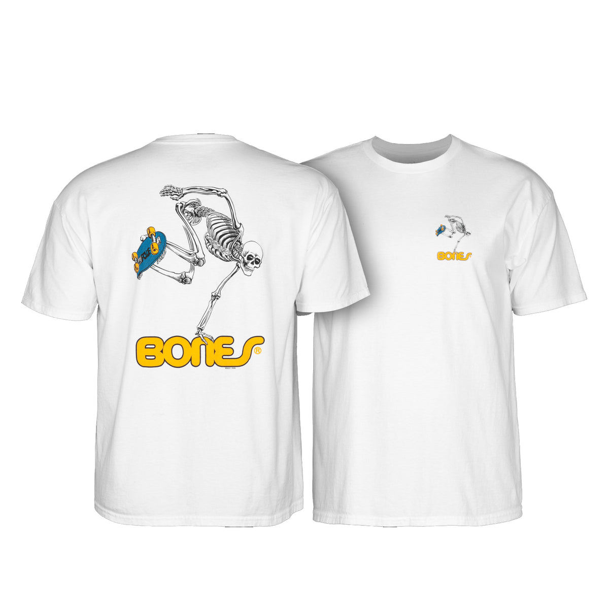 POWELL-PERALTA SKATE SKELETON WHITE T-SHIRTS 【 ボーンズ