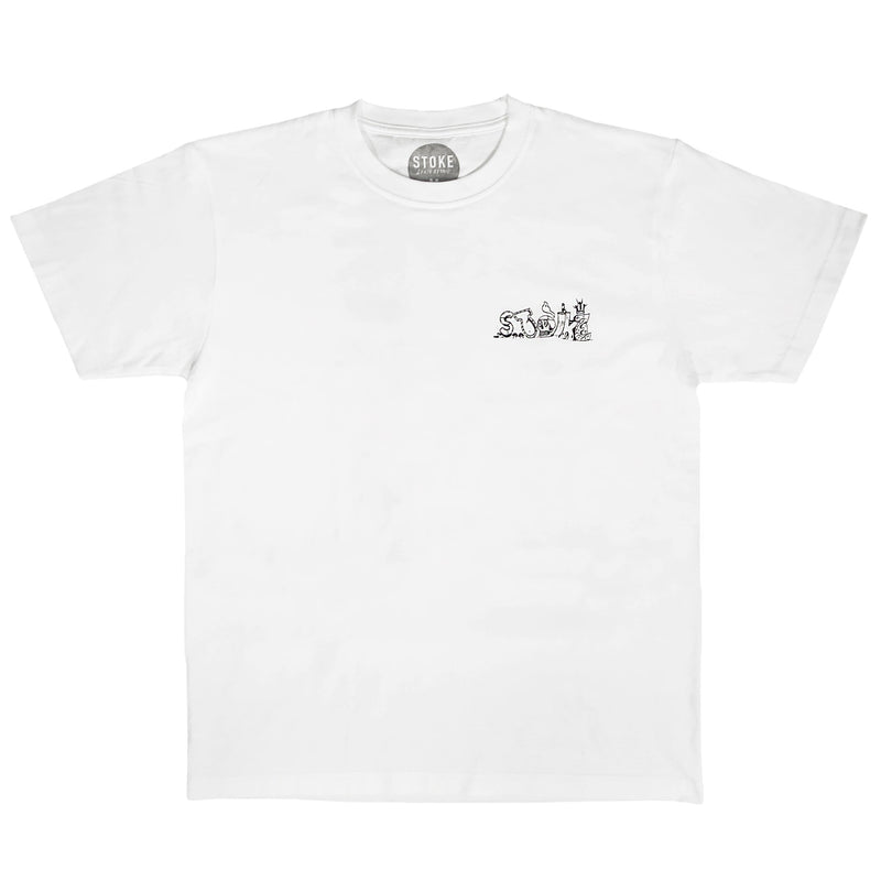 STOKE x KENJI '373' GOTO SKATE TOURISM TEE WHITE【 ストーク 373 スケート ツーリズム Tシャツ ホワイト 】