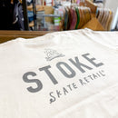 STOKE BONFIRE CREW TEE WHITE/ CLOUD GRAY 【 ストーク ボン ファイヤー クルー Tシャツ ホワイト / クラウド グレイ 】