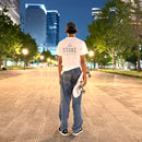 STOKE BONFIRE CREW TEE WHITE/ CLOUD GRAY 【 ストーク ボン ファイヤー クルー Tシャツ ホワイト / クラウド グレイ 】
