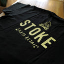 STOKE BONFIRE CREW  T-SHIRTS BLACK / EGG TART 【 ストーク ボン ファイヤー クルー Tシャツ ブラック / エッグタルト 】