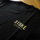 STOKE BONFIRE CREW  T-SHIRTS BLACK / EGG TART 【 ストーク ボン ファイヤー クルー Tシャツ ブラック / エッグタルト 】