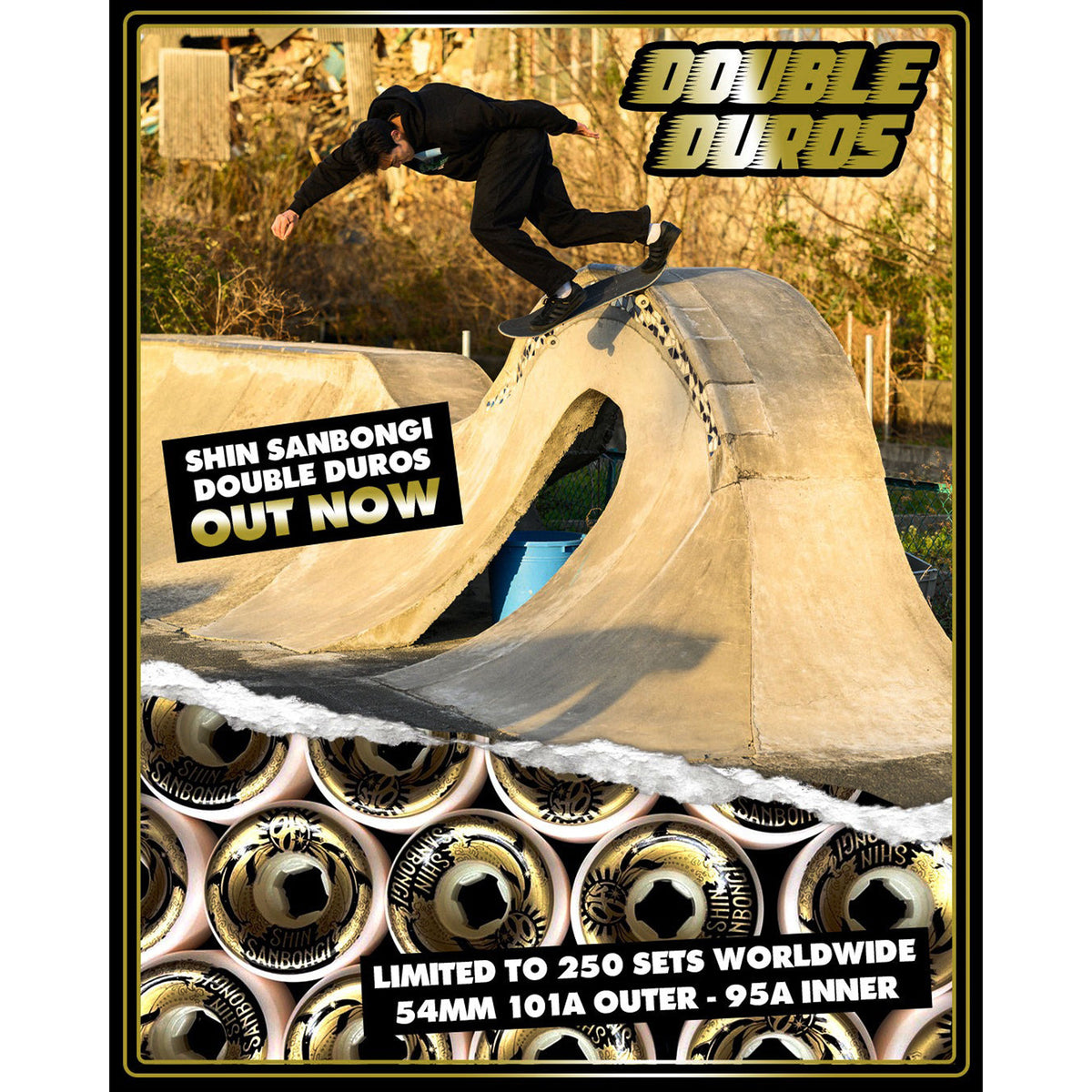 OJ SHIN SANBONGI DOLPHINS GOLD DOUBLE DURO WHITE WHEEL 101a / 95a 54mm